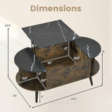Lift Top Coffee Table with Hidden Compartment and Shelves