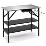 Foldable Outdoor Cook Station with Removable Shelves