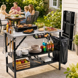 Foldable Outdoor Cook Station with Removable Shelves