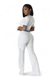 Two Piece Knit Pants Set with Denim Trim