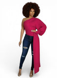 One Shoulder Top with Long Side Train