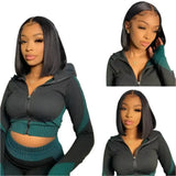 Glueless | Brazilian | Short | Bob | Human Hair | Ready To Wea | Straight r | Lace Closure Wigs