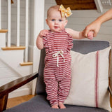 Newborn Baby Girl Boy Backless Striped Ruffle Romper Overalls Jumpsuit Clothes In Retro Style For Boys And Girls