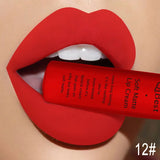 QIBEST Matte Liquid Lipstick Sexy Red Black Nude Lipgloss Waterproof Long Lasting Velvet Lip Gloss Makeup Lip Stain Tint 34Color