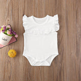Newborn Baby Girl Clothes Ruffled Sleeveless Bodysuit Solid Playsuit Jumpsuit Outfits For Girls