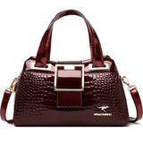 2-Layer Large Capacity Tote Bag | Luxury Handbags Women's Designer Crocodile Pattern Ladies Boston Shoulder Bag (High Quality)