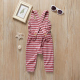 Newborn Baby Girl Boy Backless Striped Ruffle Romper Overalls Jumpsuit Clothes In Retro Style For Boys And Girls