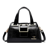 2-Layer Large Capacity Tote Bag | Luxury Handbags Women's Designer Crocodile Pattern Ladies Boston Shoulder Bag (High Quality)