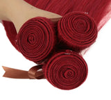 Red & Blonde Highlight Straight Bundles with Closure | 3 Pcs Brazilian Remy Human Hair Weave Extensions