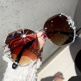 Rhinestone Rimless Sunglasses
