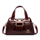 2-Layer Large Capacity Tote Bag | Luxury Handbags Women's Designer Crocodile Pattern Ladies Boston Shoulder Bag (High Quality)