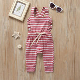 Newborn Baby Girl Boy Backless Striped Ruffle Romper Overalls Jumpsuit Clothes In Retro Style For Boys And Girls
