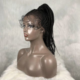 30" Braided Lace Front Wig for Black Women | African Braids with Baby Hair | Synthetic Glueless Mat Wig