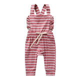 Newborn Baby Girl Boy Backless Striped Ruffle Romper Overalls Jumpsuit Clothes In Retro Style For Boys And Girls