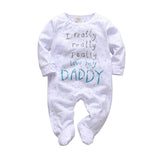 Newborn Baby Rompers Pajama Cotton Cute Letter I Love Daddy and Mummy Long Sleeve rompers Clothes For Baby Kids