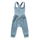 Newborn Baby Girl Boy Backless Striped Ruffle Romper Overalls Jumpsuit Clothes In Retro Style For Boys And Girls