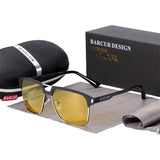 BARCUR Polarized Men’s Sunglasses – Fashionable Square Stainless Steel Frame UV400 Protection Anti-Reflective Outdoor Sports & Driving Eyewear – Original Design Casual Style with Premium Polycarbonate Lenses