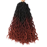 Goddess Faux Locs Crochet Hair | Soft Curly Ombre Dreadlock Extensions (Synthetic Braiding)
