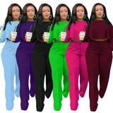 Elegant Work Wear Two Piece Set Fall Clothes for Women Ruffles Crop Top and Wide Leg Pants Suits Matching Sets Sexy Club Outfits