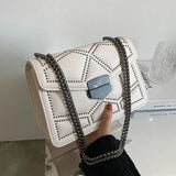 Rivet Chain Small Crossbody Bag for Women | 2022 Luxury Shoulder Messenger Bag (Trendy Lady Handbag with Flap Cover)