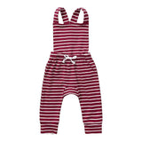 Newborn Baby Girl Boy Backless Striped Ruffle Romper Overalls Jumpsuit Clothes In Retro Style For Boys And Girls