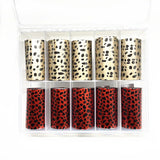 10 Rolls Leopard Print Nail Foils Transfer Paper Amber Nail Art Stickers Snake Skin Manicure Set Decal Animal Nails Decoration
