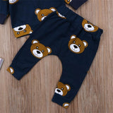 Baby Boy Clothes T shirt Hoodies and Long Pants Long Sleeve Outfits For Boys Pajamas With Bear Deisgn In Modern Style