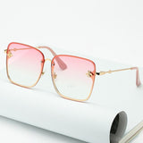 New Fashion Lady Oversize Rimless Square Bee Sunglasses For Women  With Small Bee Glasses Design Gradient Sunglasses With UV400