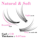 Kimcci 120pcs Premium Mink Individual Dovetail Eyelash Extension Natural 3D Cluster Eyelashes Professional Makeup Flared Lashes