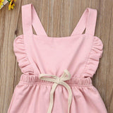 Newborn Baby Girl Boy Backless Striped Ruffle Romper Overalls Jumpsuit Clothes In Retro Style For Boys And Girls