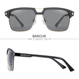 BARCUR Polarized Men’s Sunglasses – Fashionable Square Stainless Steel Frame UV400 Protection Anti-Reflective Outdoor Sports & Driving Eyewear – Original Design Casual Style with Premium Polycarbonate Lenses