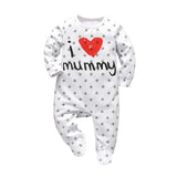Newborn Baby Rompers Pajama Cotton Cute Letter I Love Daddy and Mummy Long Sleeve rompers Clothes For Baby Kids