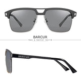 BARCUR Polarized Men’s Sunglasses – Fashionable Square Stainless Steel Frame UV400 Protection Anti-Reflective Outdoor Sports & Driving Eyewear – Original Design Casual Style with Premium Polycarbonate Lenses