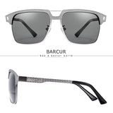 BARCUR Polarized Men’s Sunglasses – Fashionable Square Stainless Steel Frame UV400 Protection Anti-Reflective Outdoor Sports & Driving Eyewear – Original Design Casual Style with Premium Polycarbonate Lenses