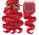 Rebecca Oxblood Red Body Wave Bundles with Closure | 3 Brazilian Remy Human Hair Weave & Closure Set