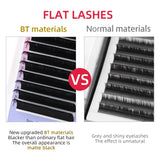 AGUUD Matte Dark Black Ellipse Flat Lashes 0.15 0.20 B C CC D DD Double Split Tip Individual Flat False Eyelashes Makeup Cilia