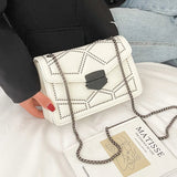 Rivet Chain Small Crossbody Bag for Women | 2022 Luxury Shoulder Messenger Bag (Trendy Lady Handbag with Flap Cover)