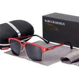 BARCUR Polarized Men’s Sunglasses – Fashionable Square Stainless Steel Frame UV400 Protection Anti-Reflective Outdoor Sports & Driving Eyewear – Original Design Casual Style with Premium Polycarbonate Lenses