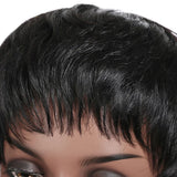 Short Pixie Cut Bob Human Hair Wig | Straight Remy Hair | Ready-to-Wear Machine Made