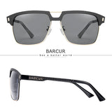 BARCUR Polarized Men’s Sunglasses – Fashionable Square Stainless Steel Frame UV400 Protection Anti-Reflective Outdoor Sports & Driving Eyewear – Original Design Casual Style with Premium Polycarbonate Lenses