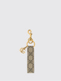 Gucci Men Ophidia Keyring Gucci In Gg Supreme Canvas With Logo Charm And Spring Clip