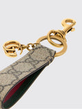 Gucci Men Ophidia Keyring Gucci In Gg Supreme Canvas With Logo Charm And Spring Clip