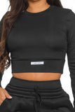 Ribbed HAND MADE Cropped Top and Wide Leg Sweatpants Set