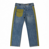 Wide-Leg Utility Stripe Denim Jeans