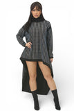 Rhinestone Mock Neck  Detail Hi Lo Top / Dress