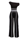 Off Shoulder Short Sleeve Top with Wide Leg Pants