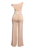 Off Shoulder Short Sleeve Top with Wide Leg Pants