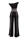 Off Shoulder Short Sleeve Top with Wide Leg Pants