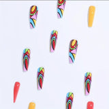 Colorful Geometric Ballerina Press On Nails (24pcs)