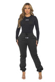Ribbed HAND MADE Bodysuit and Jogger Pants Set